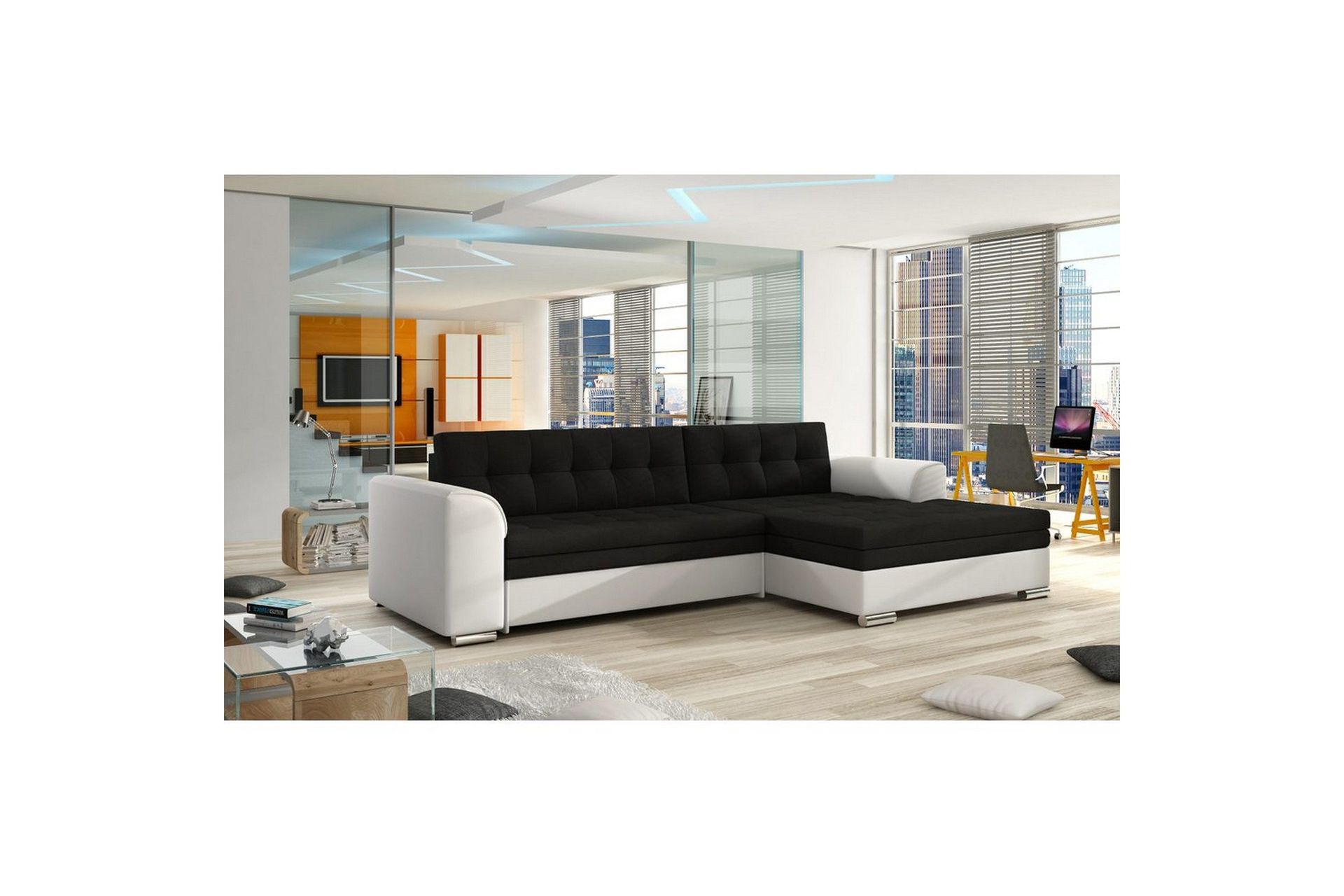 Seksjon Eltap Conforti 275x165x78 cm - Sawana 14, Soft 17, Svart, Hvit, Høyre