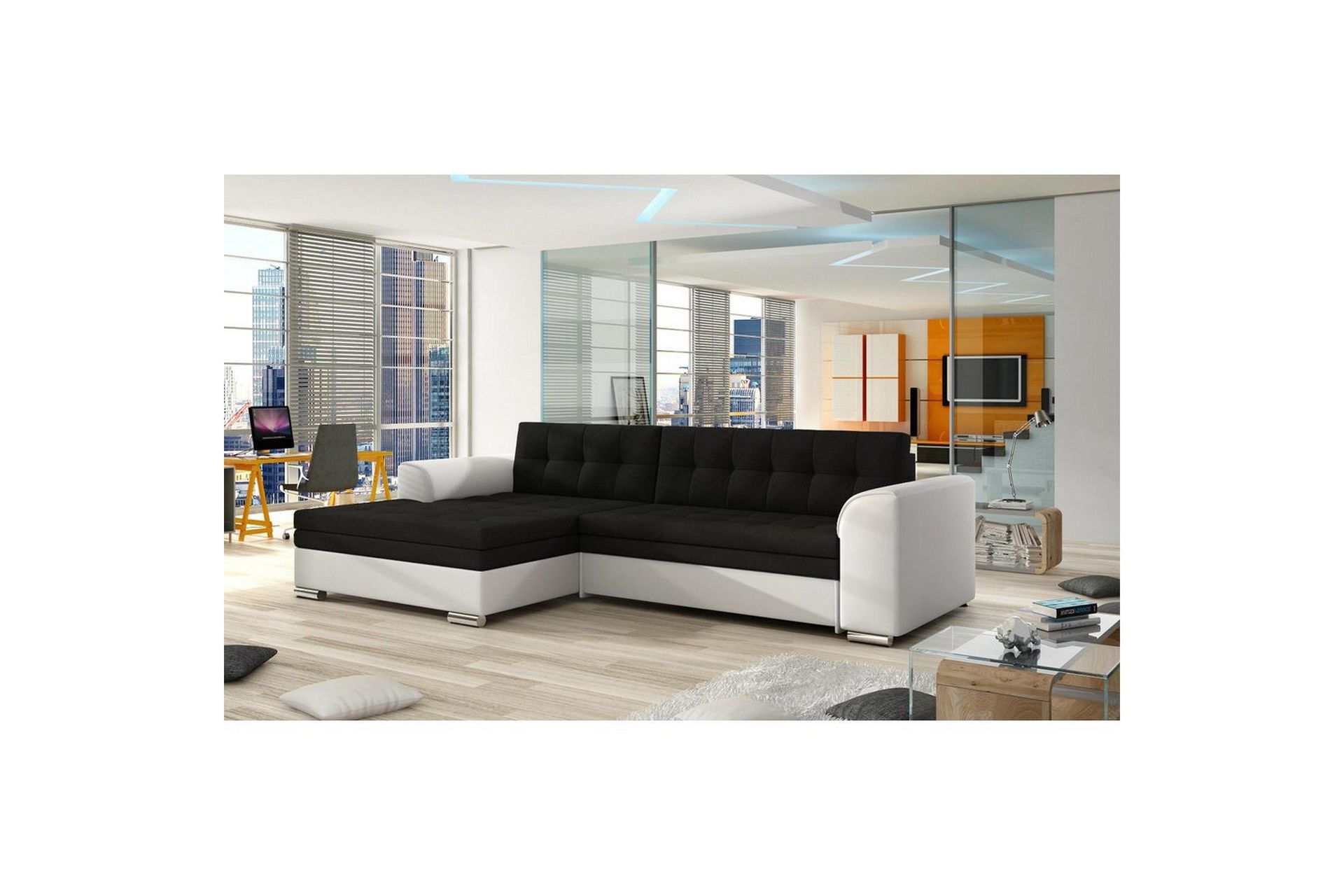Seksjon Eltap Conforti 275x165x78 cm - Sawana 14, Soft 17, Svart, Hvit, Venstre
