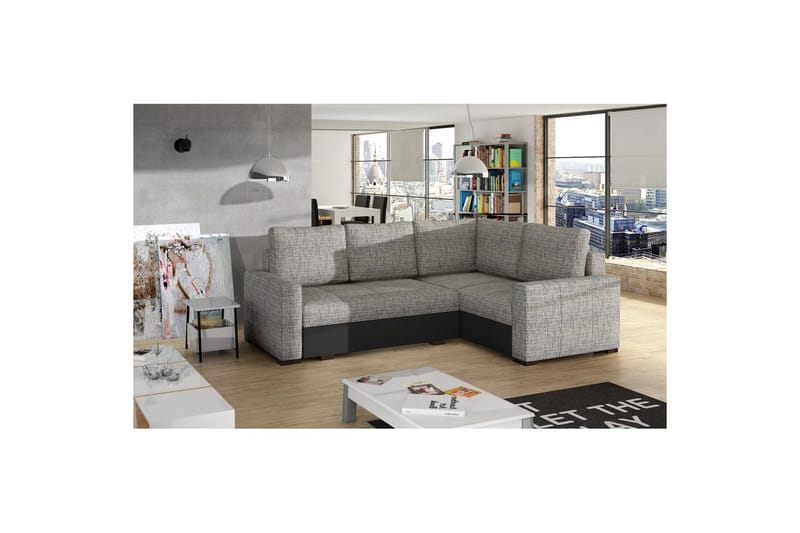 Seksjon Eltap Corona 235x162x90 cm - Berlin 01, Soft 11, Grå, Svart, Høyre - Møbler - Sofaer - Sovesofaer