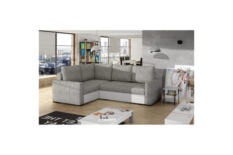 Seksjon Eltap Corona 235x162x90 cm - Berlin 01, Soft 17, Grå, Hvit, Venstre - Møbler - Sofaer - Sovesofaer