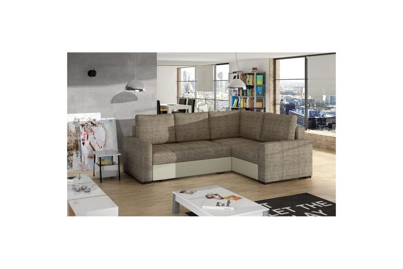 Seksjon Eltap Corona 235x162x90 cm - Berlin 03, Soft 33, Beige, Høyre - Møbler - Sofaer - Sovesofaer