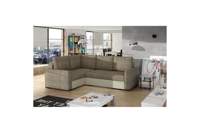 Seksjon Eltap Corona 235x162x90 cm - Berlin 03, Soft 33, Beige, Venstre - Møbler - Sofaer - Sovesofaer