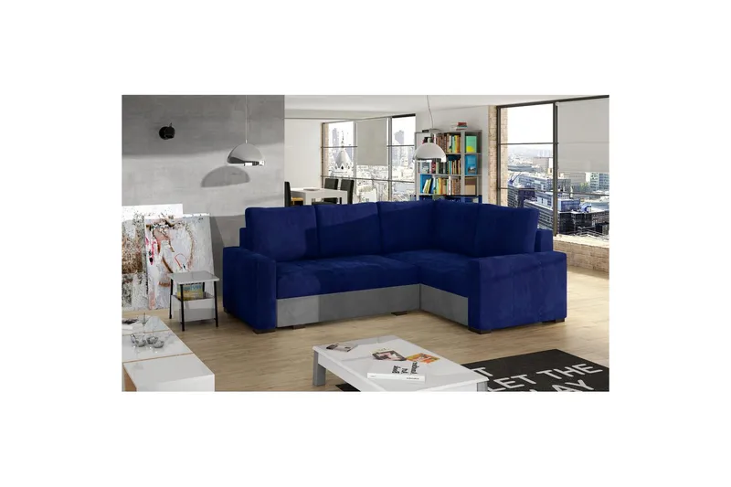 Seksjon Eltap Corona 235x162x90 cm - Kronos 09, Paros 05, Mørk Blå, Lys Grå, Høyre - Møbler - Sofaer - Sovesofaer