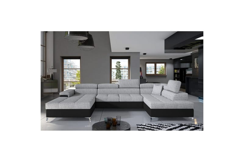 Seksjon Eltap Eduardo 337x205x88 cm - Berlin 01, Soft 11, Grå, Svart, Høyre - Møbler - Sofaer - Sovesofaer