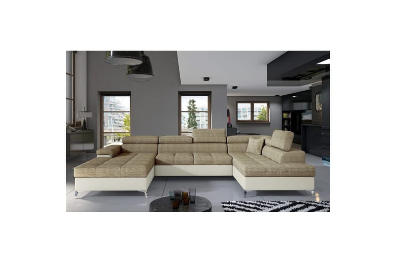 Seksjon Eltap Eduardo 337x205x88 cm - Berlin 03, Soft 33, Beige, Høyre - Møbler - Sofaer - Sovesofaer