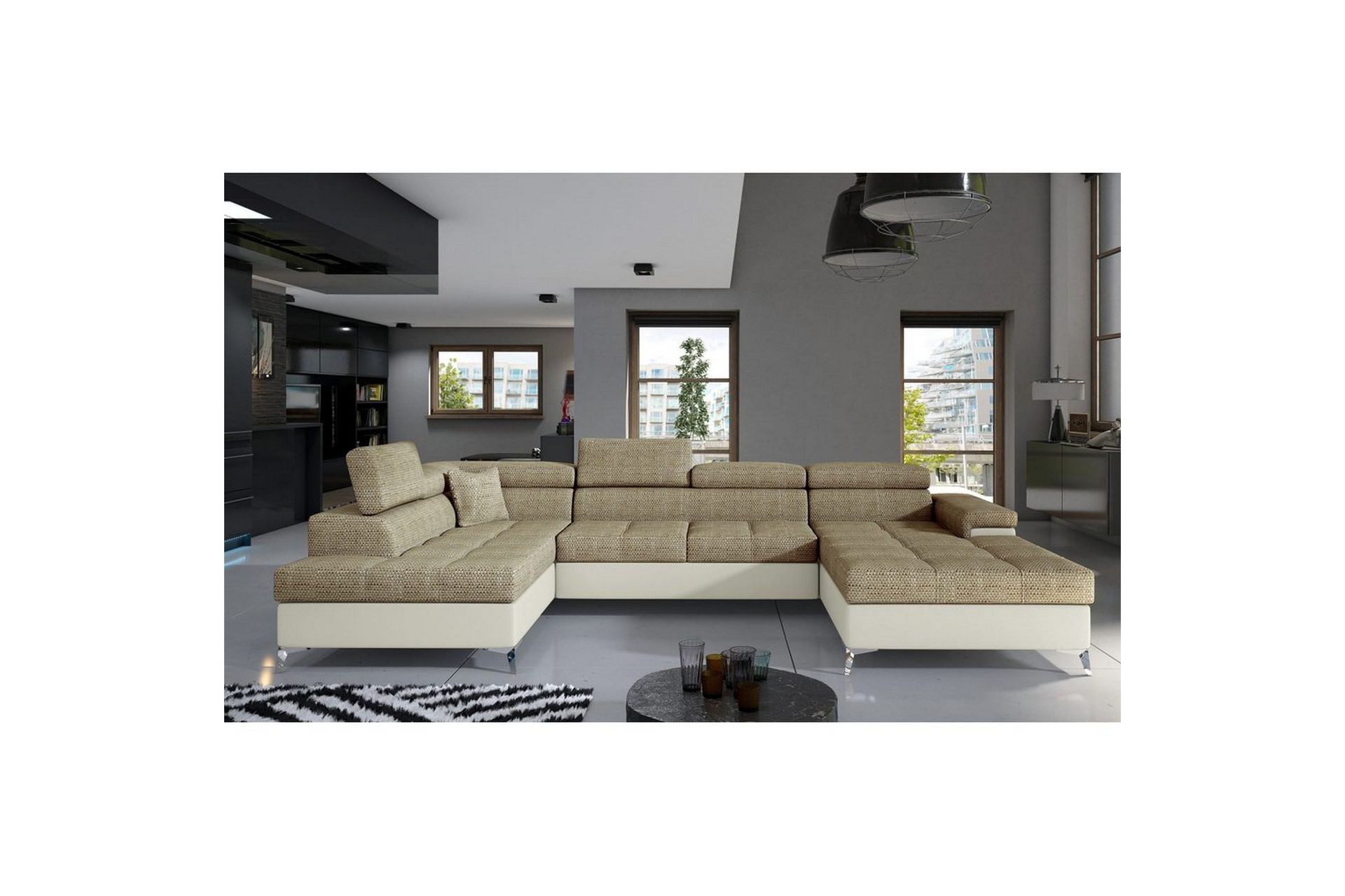 Seksjon Eltap Eduardo 337x205x88 cm - Berlin 03, Soft 33, Beige, Venstre