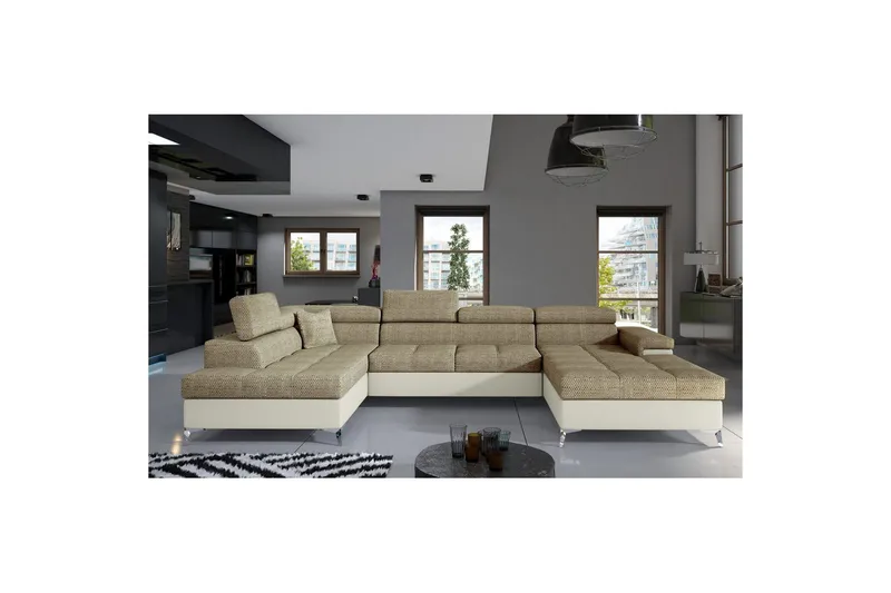 Seksjon Eltap Eduardo 337x205x88 cm - Berlin 03, Soft 33, Beige, Venstre - Møbler - Sofaer - Sovesofaer
