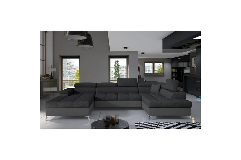 Seksjon Eltap Eduardo 337x205x88 cm - Inari 96, Soft 29, Mørk Grå, Grå, Høyre - Møbler - Sofaer - Sovesofaer