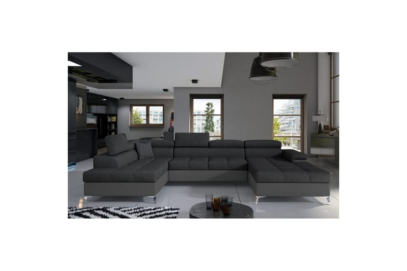 Seksjon Eltap Eduardo 337x205x88 cm - Inari 96, Soft 29, Mørk Grå, Grå, Venstre - Møbler - Sofaer - Sovesofaer