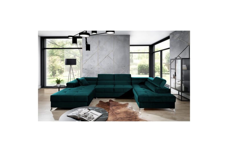 Seksjon Eltap Eduardo 337x205x88 cm - Kronos 04, Grønn, Høyre - Møbler - Sofaer - Sovesofaer