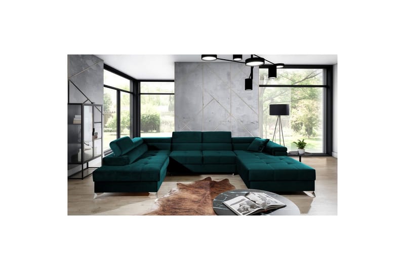 Seksjon Eltap Eduardo 337x205x88 cm - Kronos 04, Grønn, Venstre - Møbler - Sofaer - Sovesofaer