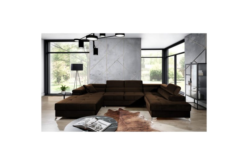 Seksjon Eltap Eduardo 337x205x88 cm - Kronos 06, Brun, Høyre - Møbler - Sofaer - Sovesofaer