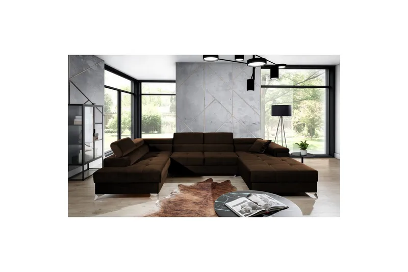 Seksjon Eltap Eduardo 337x205x88 cm - Kronos 06, Brun, Venstre - Møbler - Sofaer - Sovesofaer