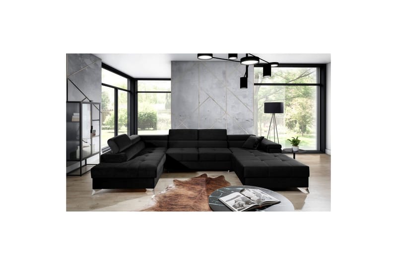 Seksjon Eltap Eduardo 337x205x88 cm - Kronos 07, Svart, Venstre - Møbler - Sofaer - Sovesofaer