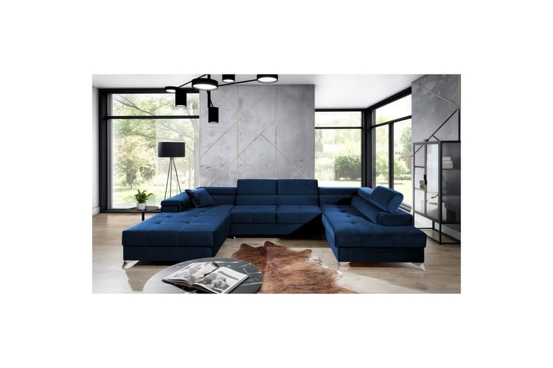 Seksjon Eltap Eduardo 337x205x88 cm - Kronos 09, Mørk Blå, Høyre - Møbler - Sofaer - Sovesofaer