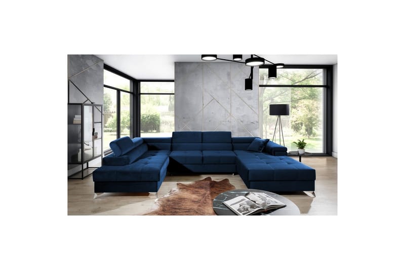 Seksjon Eltap Eduardo 337x205x88 cm - Kronos 09, Mørk Blå, Venstre - Møbler - Sofaer - Sovesofaer