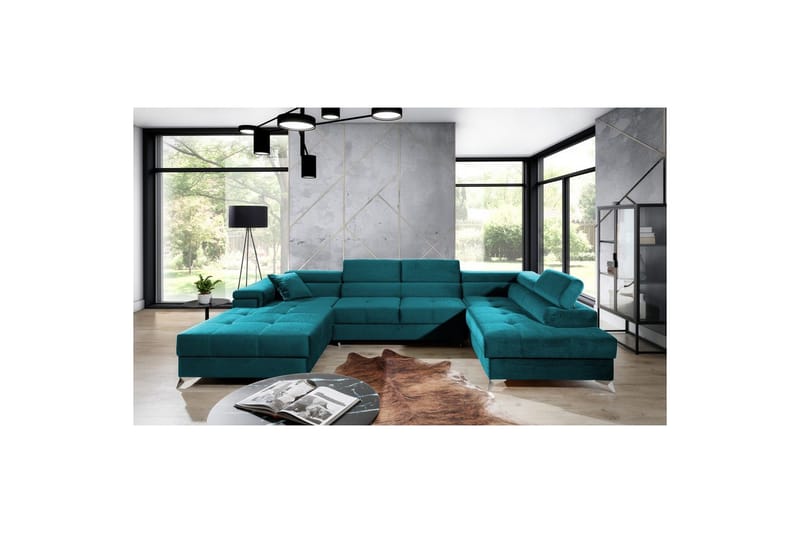 Seksjon Eltap Eduardo 337x205x88 cm - Kronos 13, Lys Blå, Høyre - Møbler - Sofaer - Sovesofaer