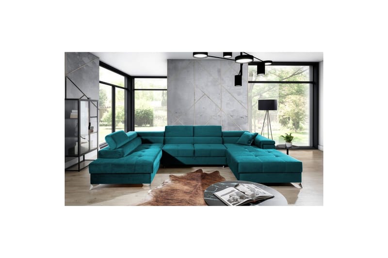 Seksjon Eltap Eduardo 337x205x88 cm - Kronos 13, Lys Blå, Venstre - Møbler - Sofaer - Sovesofaer
