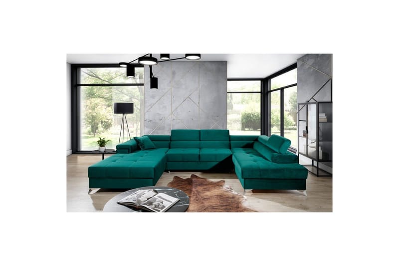 Seksjon Eltap Eduardo 337x205x88 cm - Kronos 19, Mørk Grønn, Høyre - Møbler - Sofaer - Sovesofaer