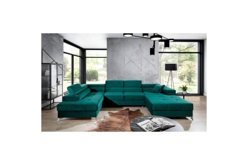 Seksjon Eltap Eduardo 337x205x88 cm - Kronos 19, Mørk Grønn, Venstre - Møbler - Sofaer - Sovesofaer