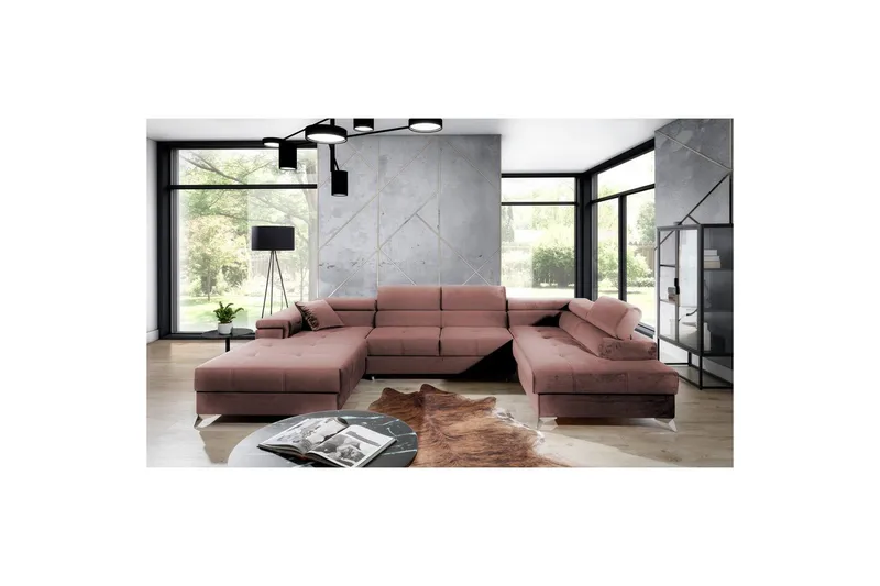 Seksjon Eltap Eduardo 337x205x88 cm - Kronos 29, Rosa, Høyre - Møbler - Sofaer - Sovesofaer