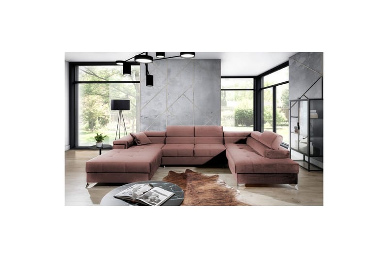 Seksjon Eltap Eduardo 337x205x88 cm - Kronos 29, Rosa, Høyre - Møbler - Sofaer - Sovesofaer