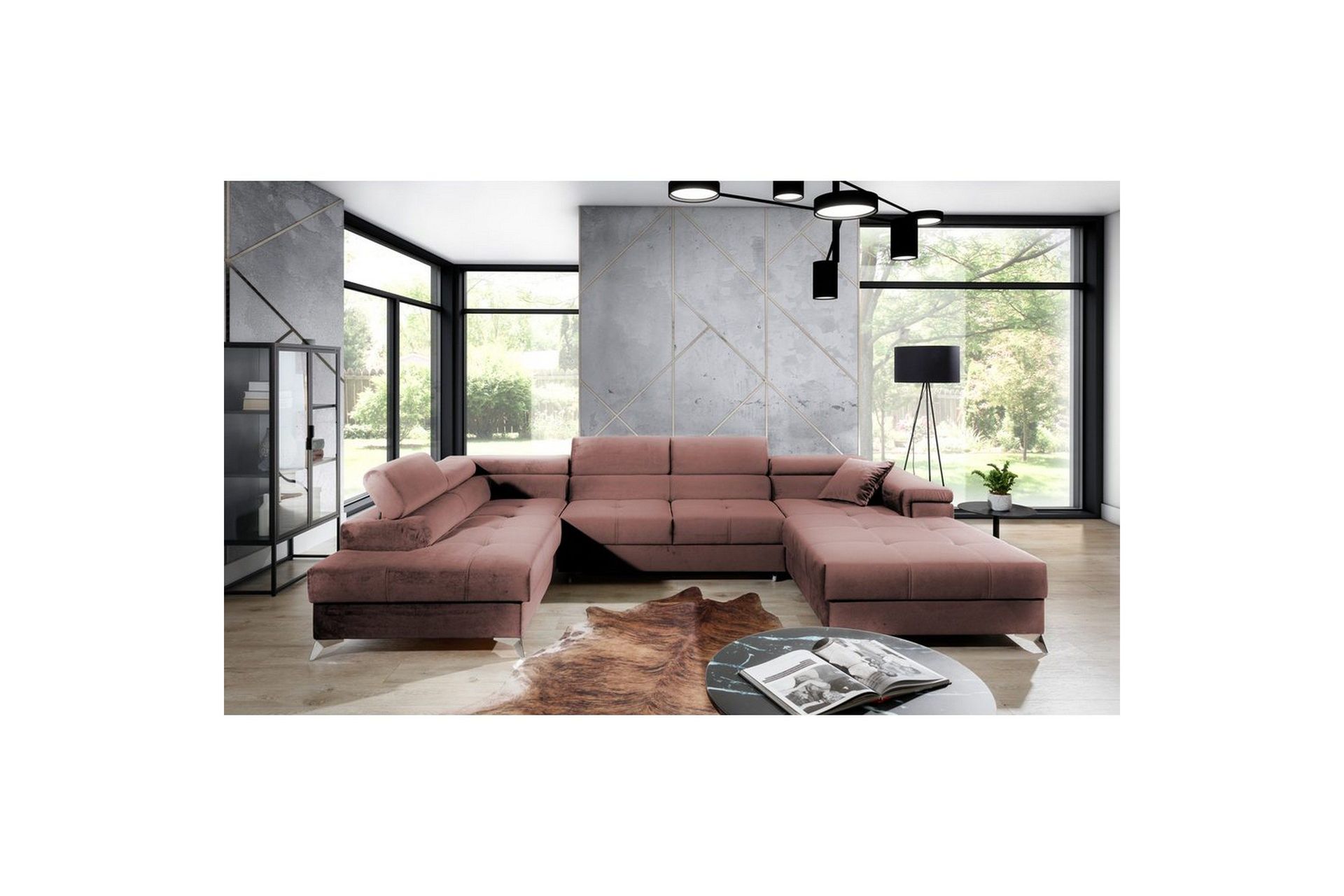 Seksjon Eltap Eduardo 337x205x88 cm - Kronos 29, Rosa, Venstre