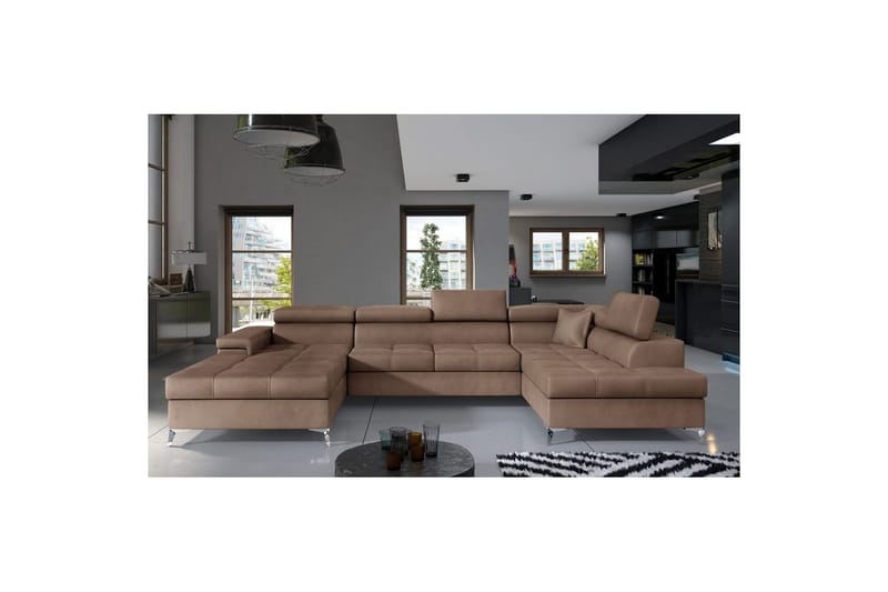 Seksjon Eltap Eduardo 337x205x88 cm - Monolith 09, Mørk Beige, Høyre - Møbler - Sofaer - Sovesofaer