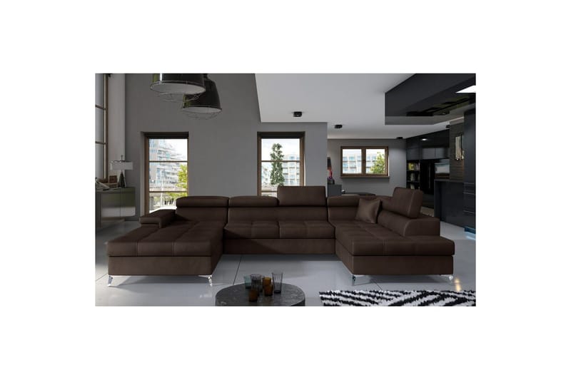 Seksjon Eltap Eduardo 337x205x88 cm - Monolith 29, Mørk Brun, Høyre - Møbler - Sofaer - Sovesofaer