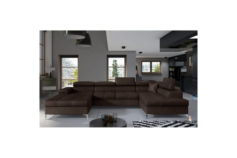 Seksjon Eltap Eduardo 337x205x88 cm - Monolith 29, Mørk Brun, Høyre - Møbler - Sofaer - Sovesofaer