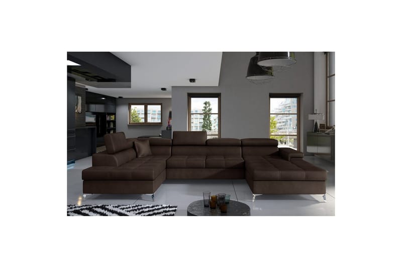 Seksjon Eltap Eduardo 337x205x88 cm - Monolith 29, Mørk Brun, Venstre - Møbler - Sofaer - Sovesofaer