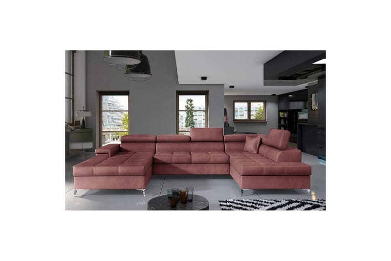 Seksjon Eltap Eduardo 337x205x88 cm - Monolith 63, Rosa, Høyre - Møbler - Sofaer - Sovesofaer