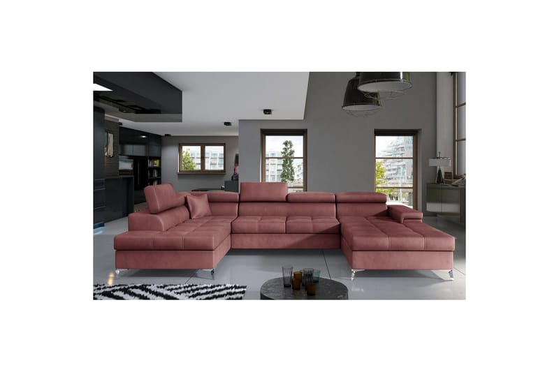 Seksjon Eltap Eduardo 337x205x88 cm - Monolith 63, Rosa, Venstre - Møbler - Sofaer - Sovesofaer