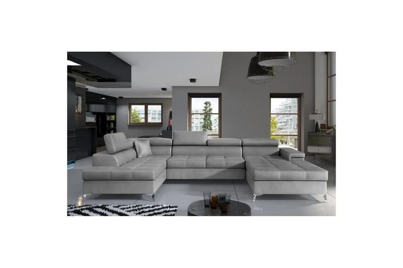 Seksjon Eltap Eduardo 337x205x88 cm - Monolith 84, Lys Grå, Venstre - Møbler - Sofaer - Sovesofaer