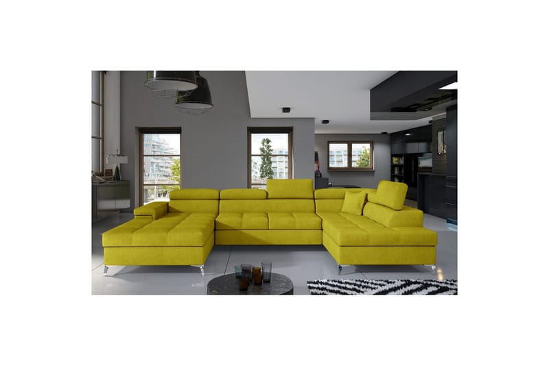 Seksjon Eltap Eduardo 337x205x88 cm - Omega 68, Gul, Høyre - Møbler - Sofaer - Sovesofaer