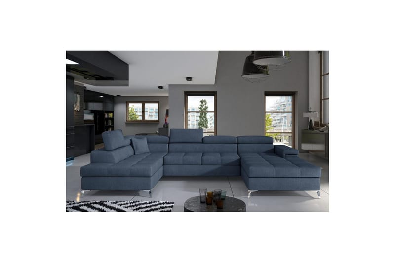 Seksjon Eltap Eduardo 337x205x88 cm - Omega 86, Blå, Venstre - Møbler - Sofaer - Sovesofaer