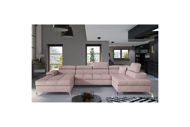 Seksjon Eltap Eduardo 337x205x88 cm - Omega 91, Rosa, Høyre - Møbler - Sofaer - Sovesofaer