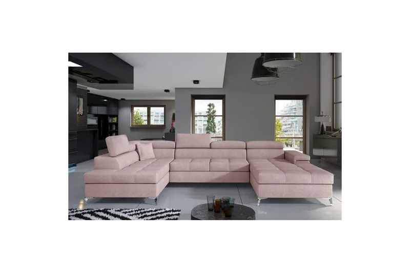 Seksjon Eltap Eduardo 337x205x88 cm - Omega 91, Rosa, Venstre - Møbler - Sofaer - Sovesofaer