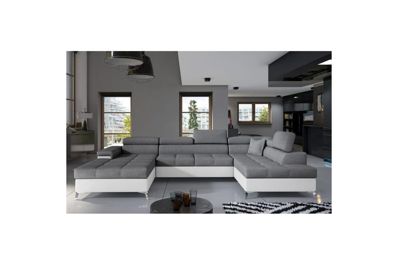 Seksjon Eltap Eduardo 337x205x88 cm - Sawana 05, Soft 17, Grå, Hvit, Høyre - Møbler - Sofaer - Sovesofaer