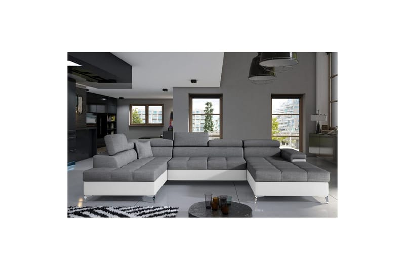 Seksjon Eltap Eduardo 337x205x88 cm - Sawana 05, Soft 17, Grå, Hvit, Venstre - Møbler - Sofaer - Sovesofaer