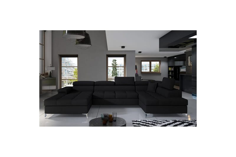 Seksjon Eltap Eduardo 337x205x88 cm - Sawana 14, Svart, Høyre - Møbler - Sofaer - Sovesofaer