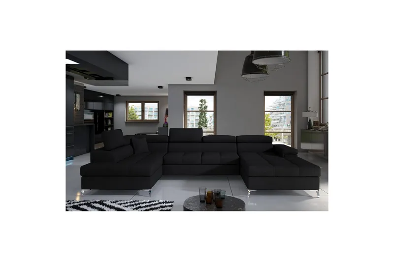 Seksjon Eltap Eduardo 337x205x88 cm - Sawana 14, Svart, Venstre - Møbler - Sofaer - Sovesofaer