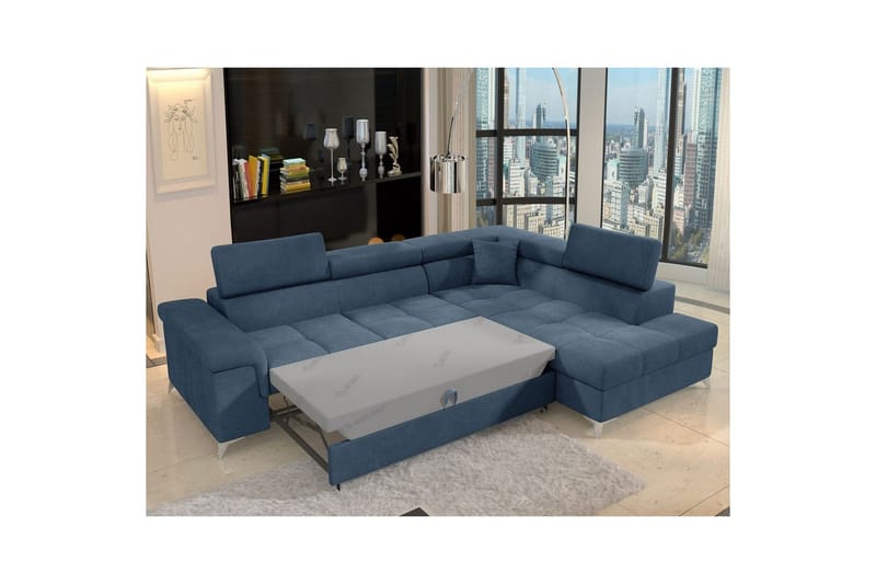 Seksjon Eltap Eridano 275x202x88 cm - Raquel 40, Blå, Høyre - Møbler - Sofaer - Sovesofaer
