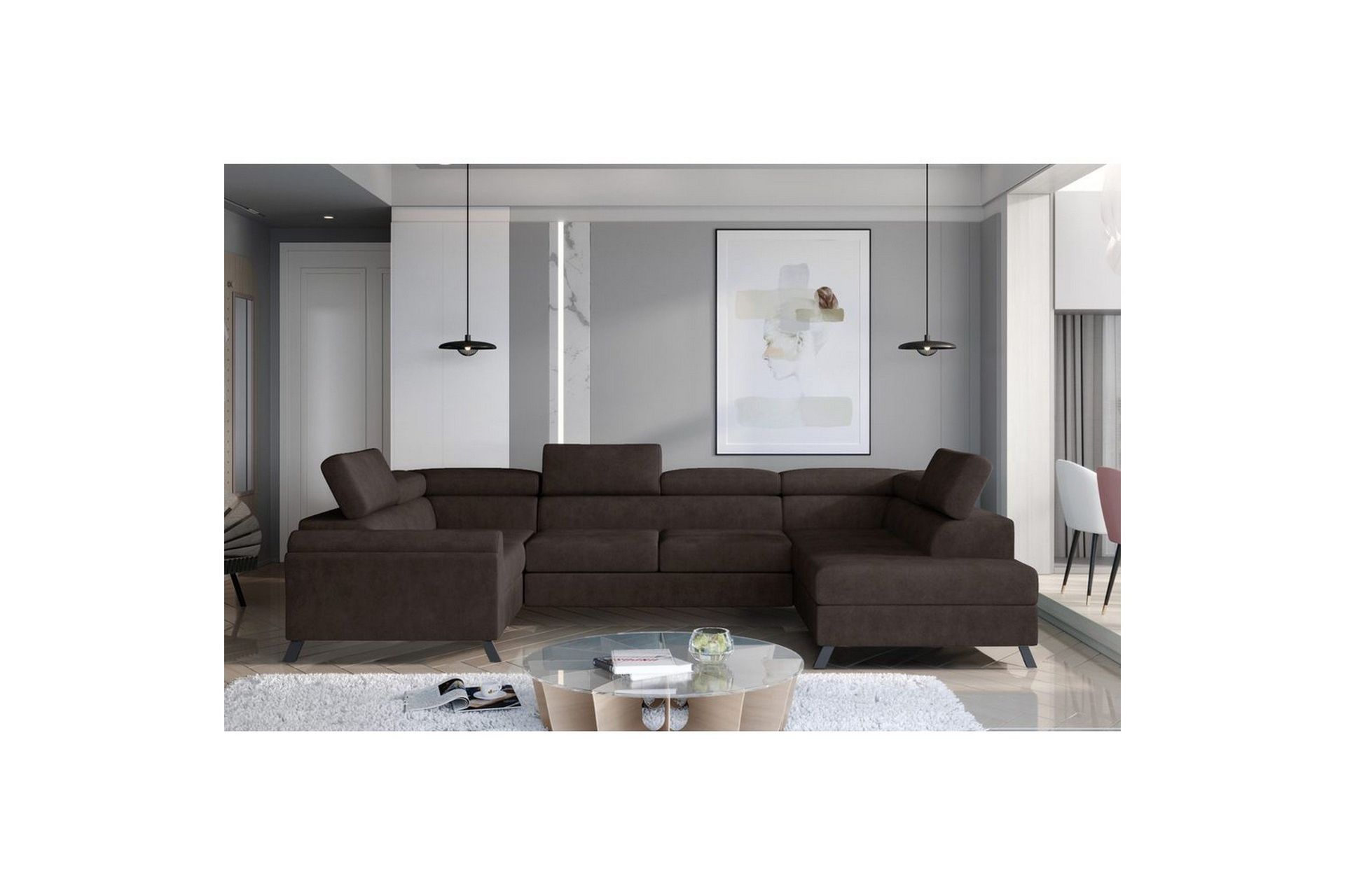 Seksjon Eltap Escada 336x200x92 cm - Dora 28, Mørk brun, Høyre