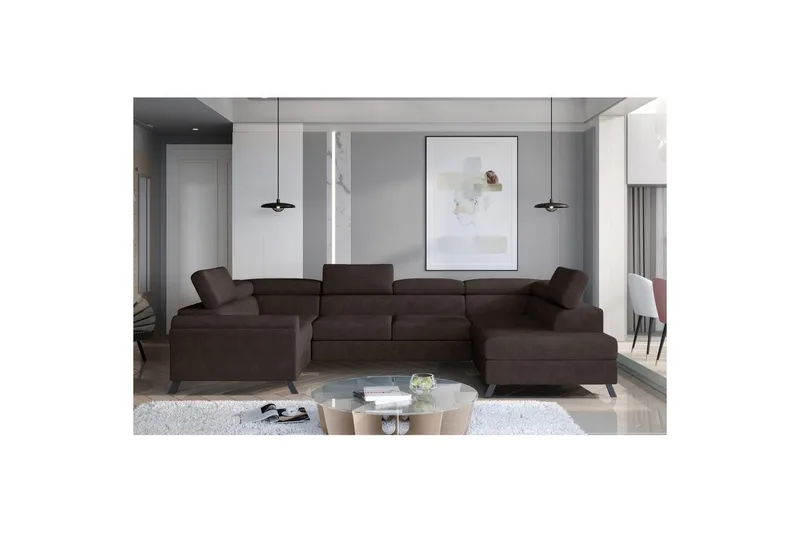 Seksjon Eltap Escada 336x200x92 cm - Dora 28, Mørk brun, Høyre - Møbler - Sofaer - Sovesofaer
