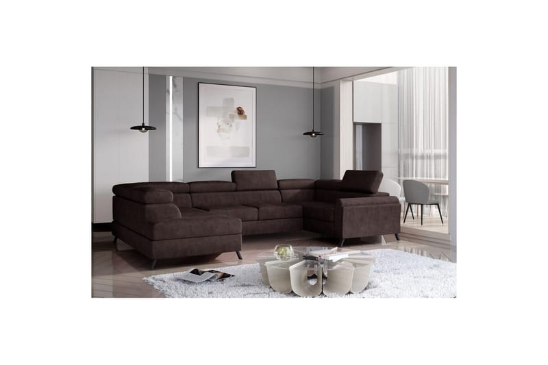 Seksjon Eltap Escada 336x200x92 cm - Dora 28, Mørk brun, Venstre - Møbler - Sofaer - Sovesofaer