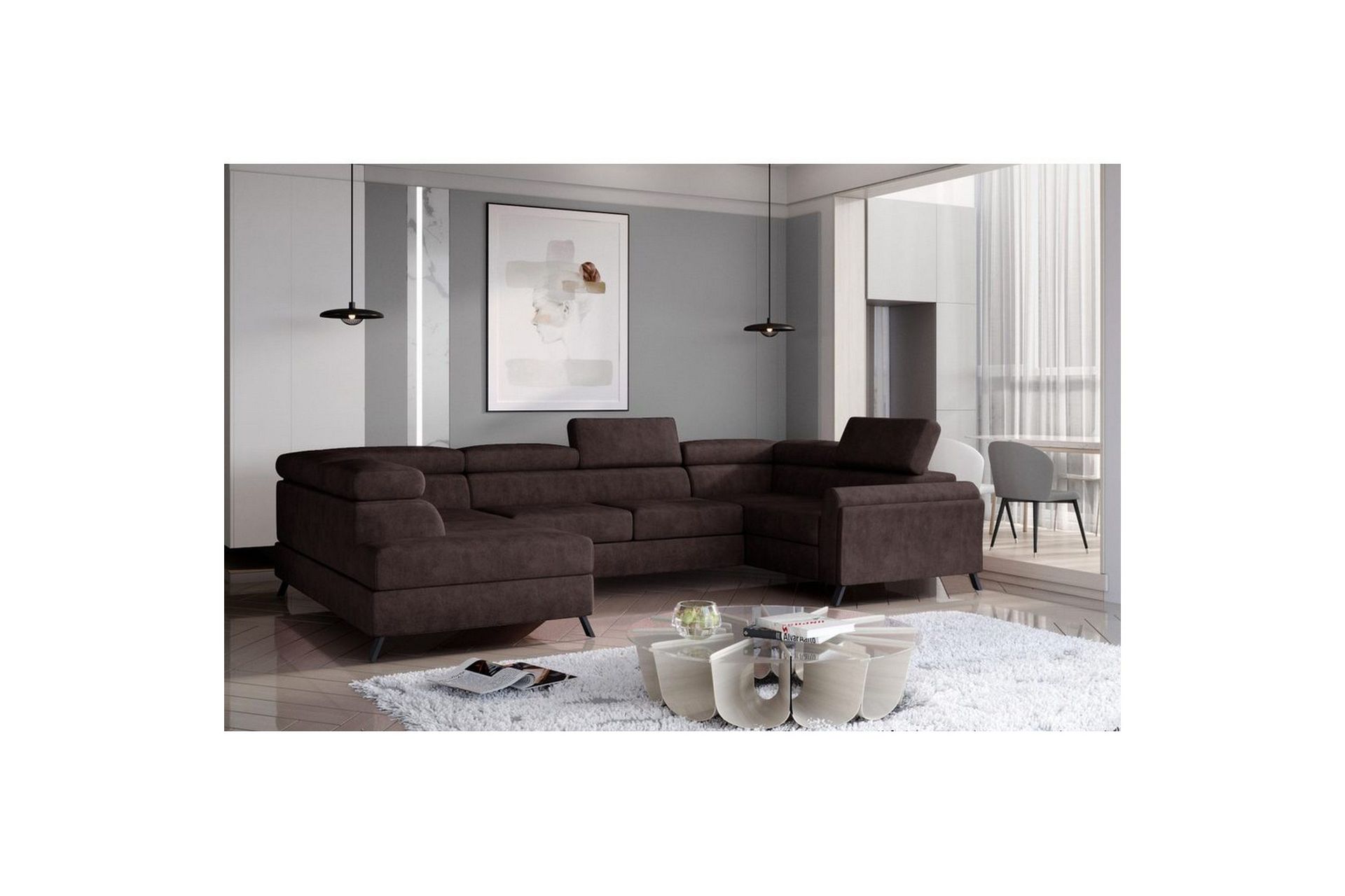 Seksjon Eltap Escada 336x200x92 cm - Dora 28, Mørk brun, Venstre