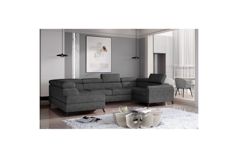 Seksjon Eltap Escada 336x200x92 cm - Dora 96, Svart, Venstre - Møbler - Sofaer - Sovesofaer