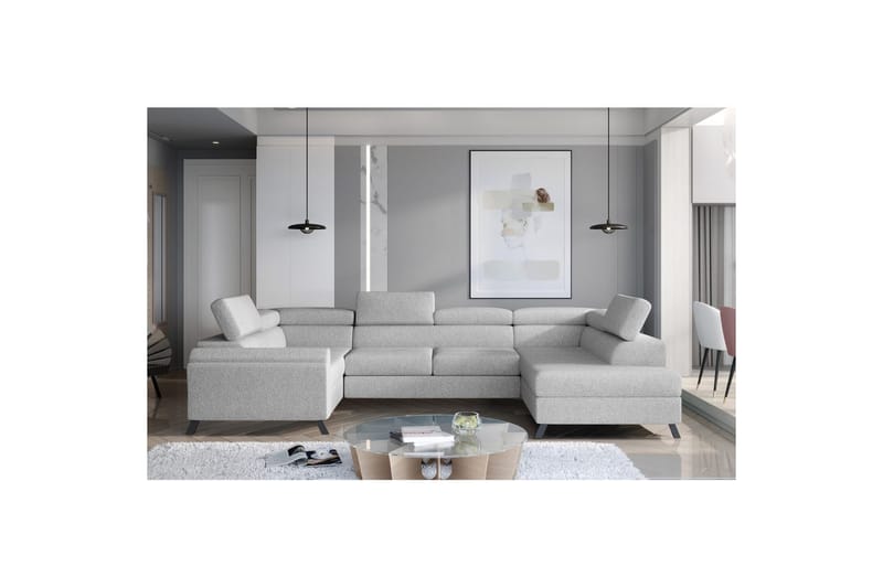 Seksjon Eltap Escada 336x200x92 cm - Grande 81, grå, Høyre - Møbler - Sofaer - Sovesofaer
