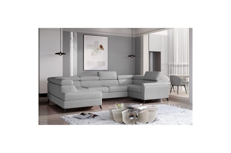 Seksjon Eltap Escada 336x200x92 cm - Grande 81, grå, Venstre - Møbler - Sofaer - Sovesofaer